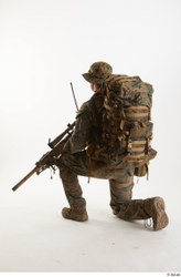 Weapons-Rifle Man Pose with machine rifle White Army Athletic Studio photo references